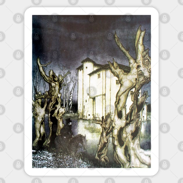 The Fall of The House of Usher - Arthur Rackham for Edgar Allan Poe Sticker by forgottenbeauty